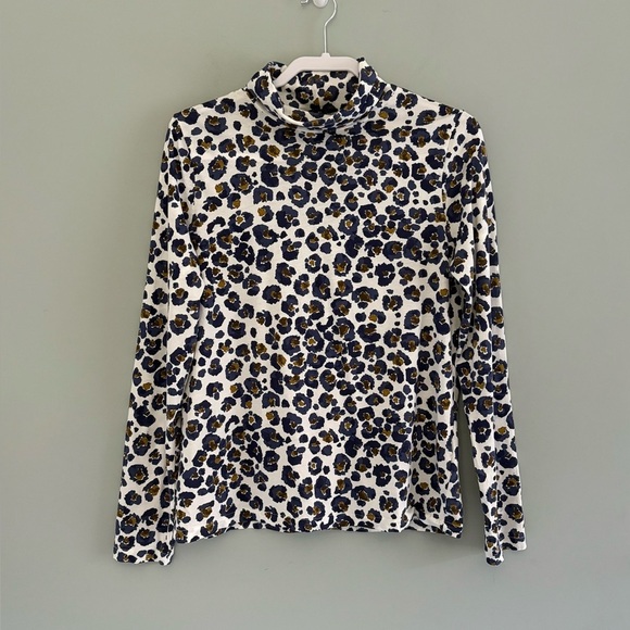 J. Crew Tops - J.Crew Floral Leopard Print Turtleneck Top – XL – 100% Cotton